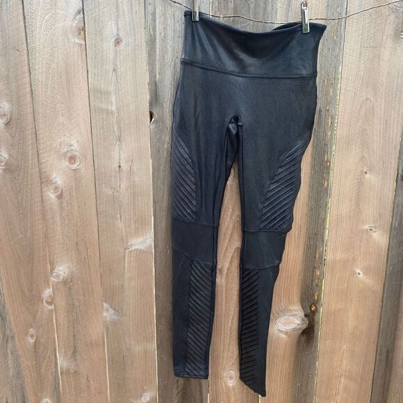 SPANX Faux Leather Moto Leggings in black size small - Picture 11 of 12